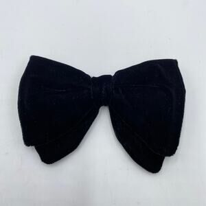 Vintage Ormond Black Corduroy Accent Double Bow Rust Resist Clip Bow Tie 5"